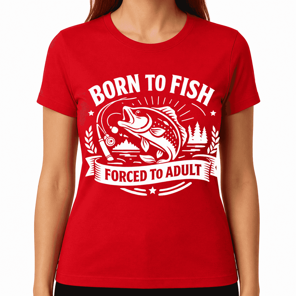 Born To Fish, Forced To Adult Funny Fishing T-Shirt