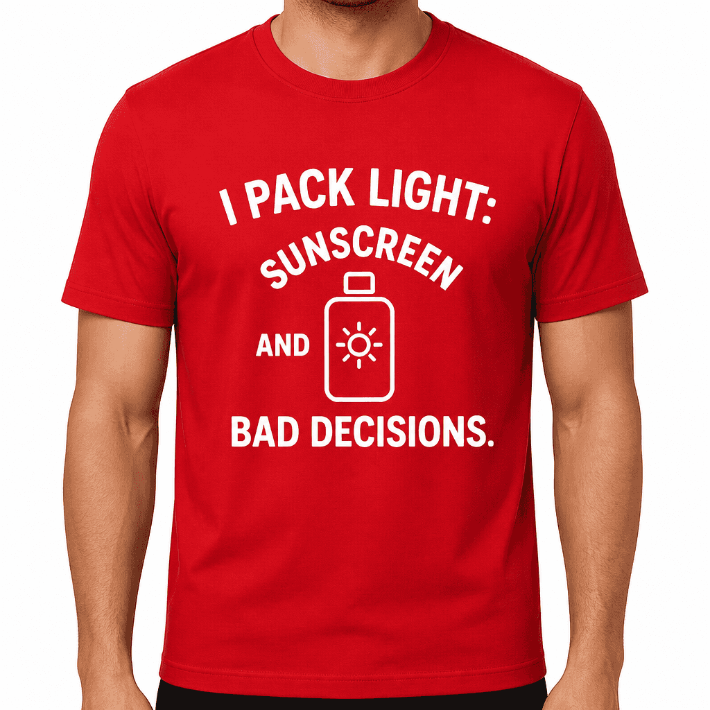 I Pack Light: Sunscreen and Bad Decisions T-Shirt