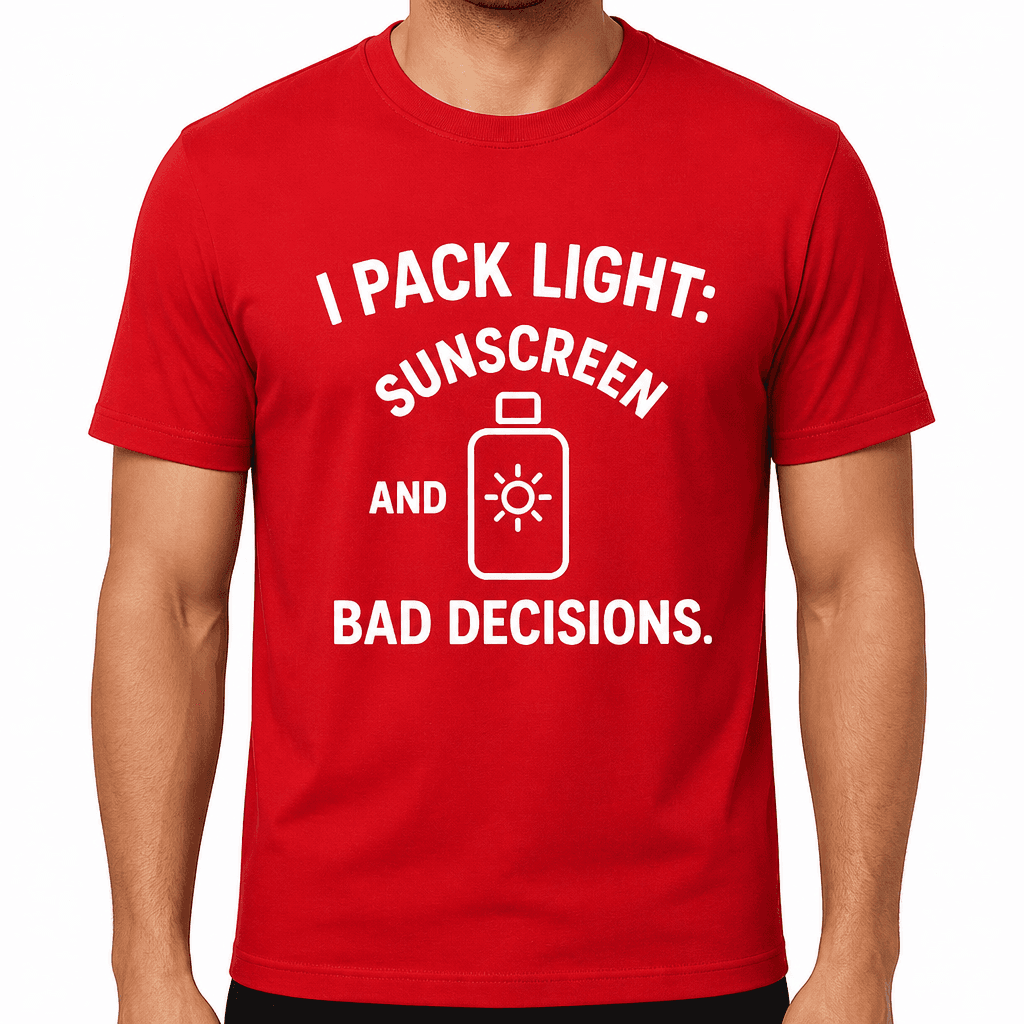 I Pack Light: Sunscreen and Bad Decisions T-Shirt