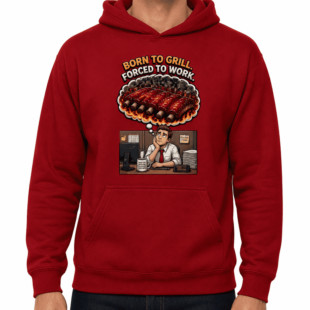 Funny BBQ Hoodie - Born to grill. Forced to work.