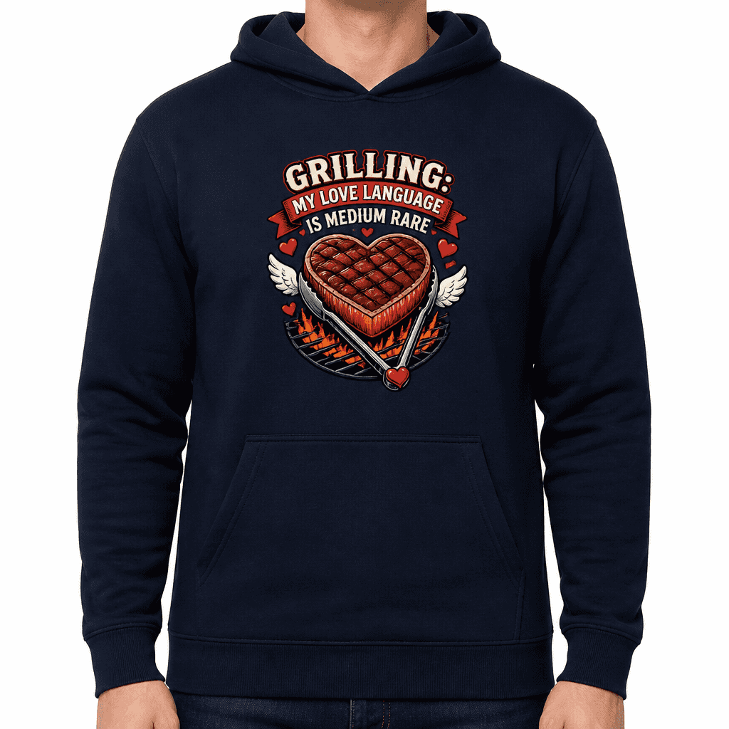 Funny BBQ Hoodie - Grilling: My love language is medium rare