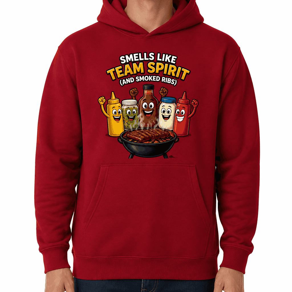 Funny BBQ Hoodie - Smells like team spirit (and smoked ribs)