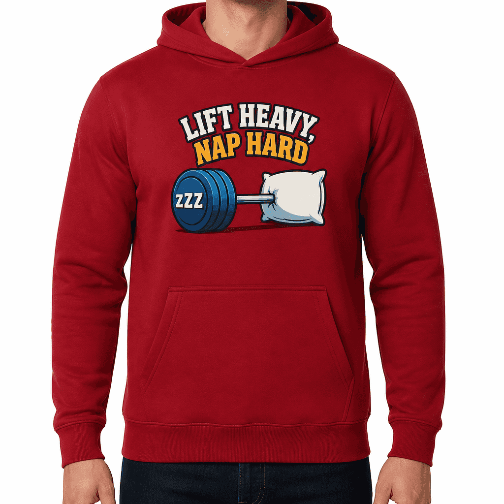 Funny Gym Hoodie - Lift heavy, nap hard