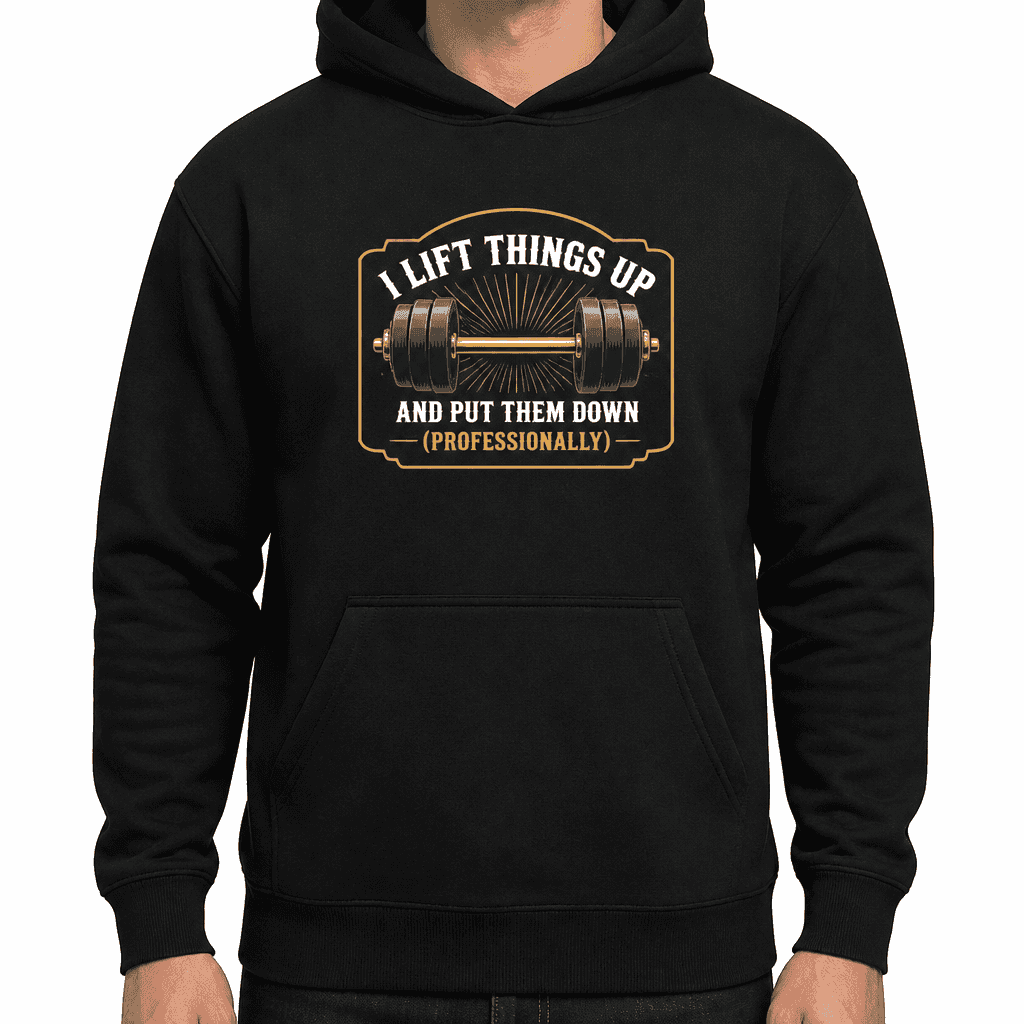 Funny Gym Hoodie - I lift things up and put them down (professionally)