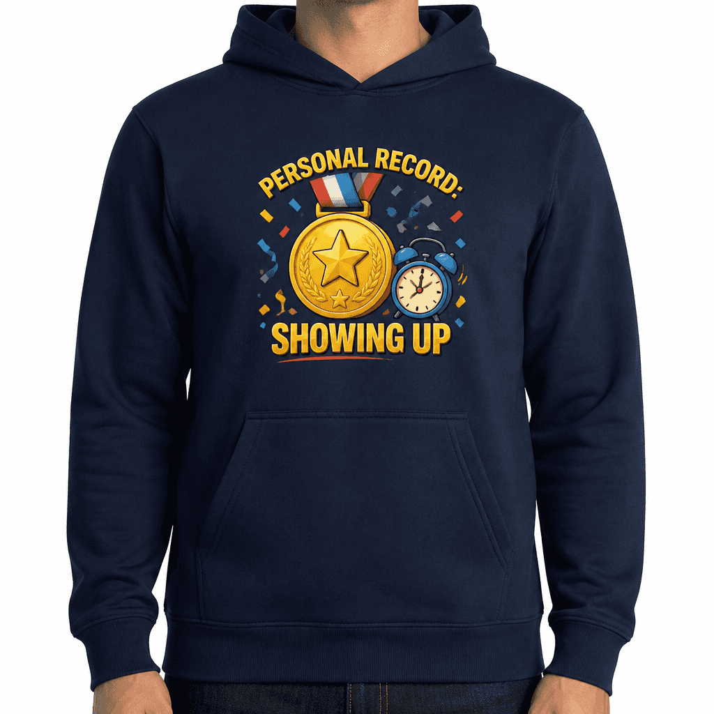 Funny Gym Hoodie - Personal record: showing up
