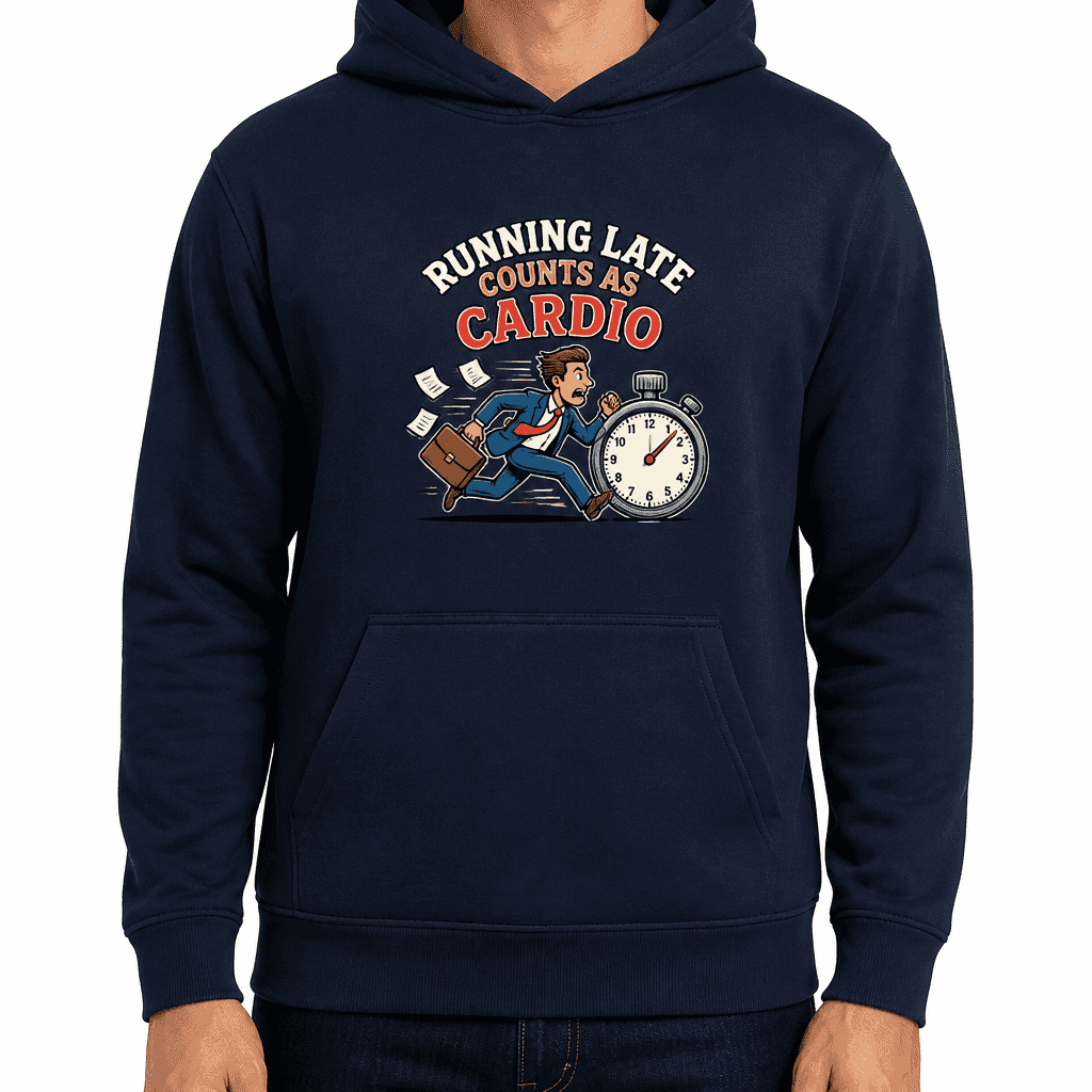 Funny Gym Hoodie - Running late counts as cardio