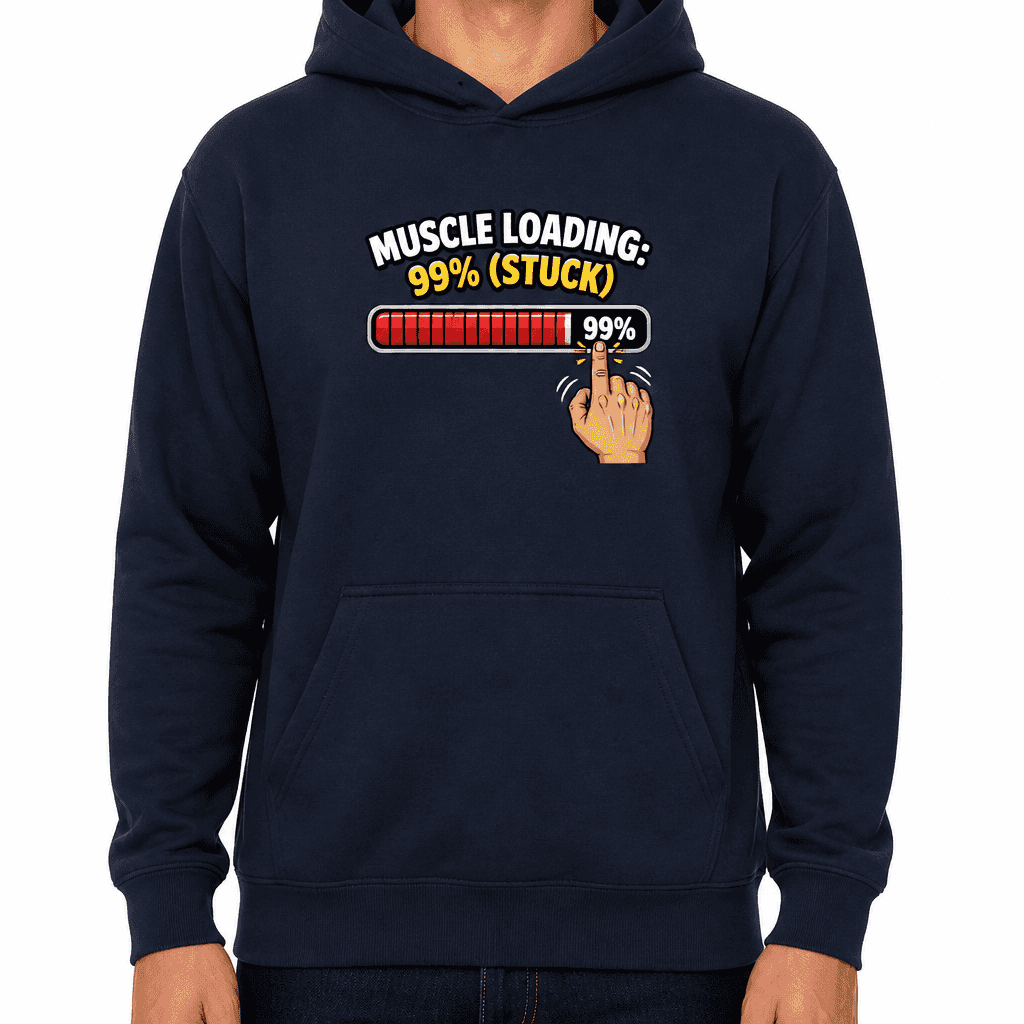 Funny Gym Hoodie - Muscle loading: 99% (stuck)