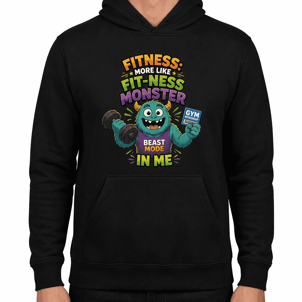 Funny Gym Hoodie - Fitness: more like fit-ness monster in me