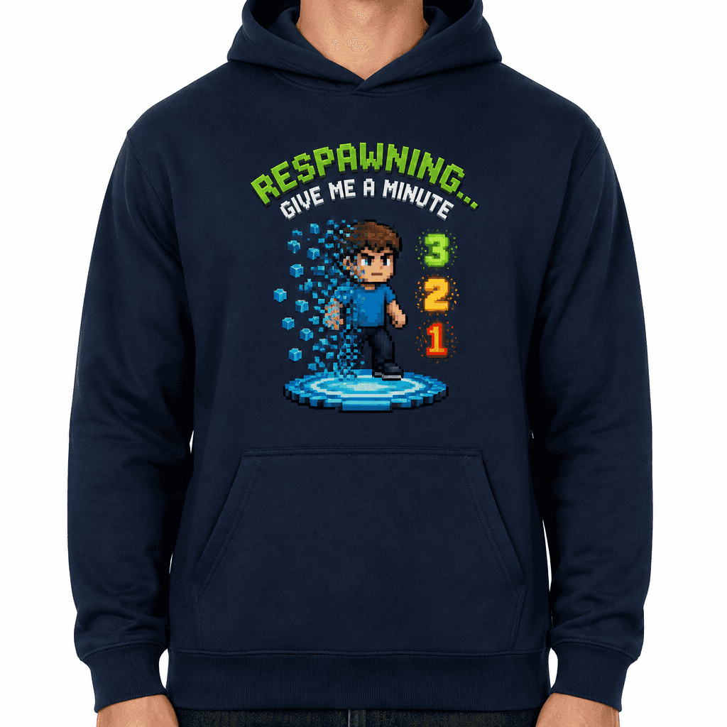 Funny Gamer Hoodie - Respawning... give me a minute
