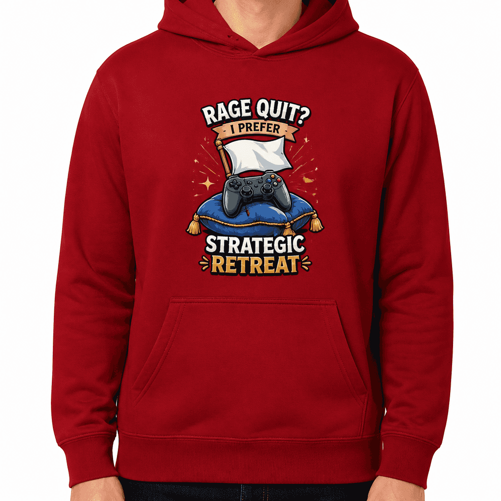 Funny Gamer Hoodie - Rage quit? I prefer strategic retreat