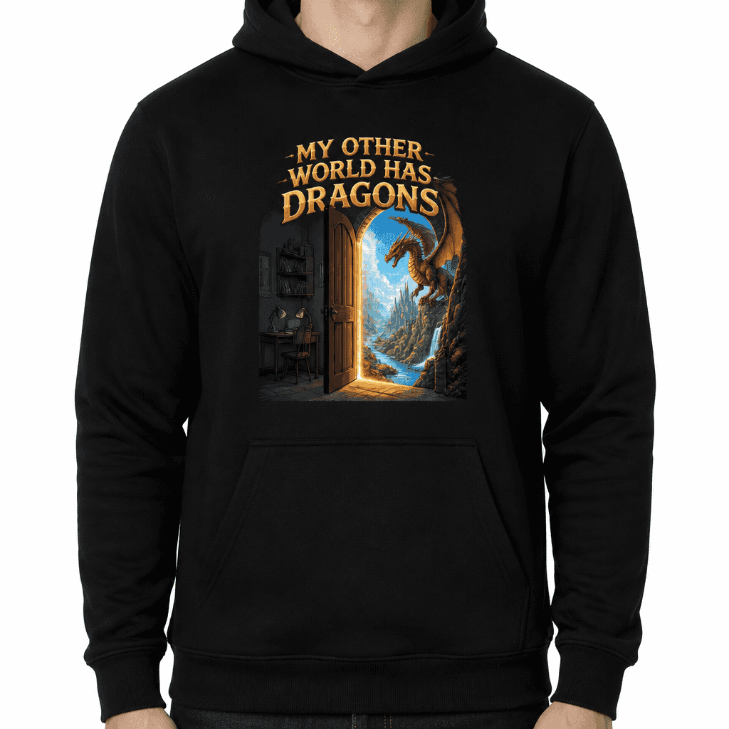 Funny Gamer Hoodie - My other world has dragons