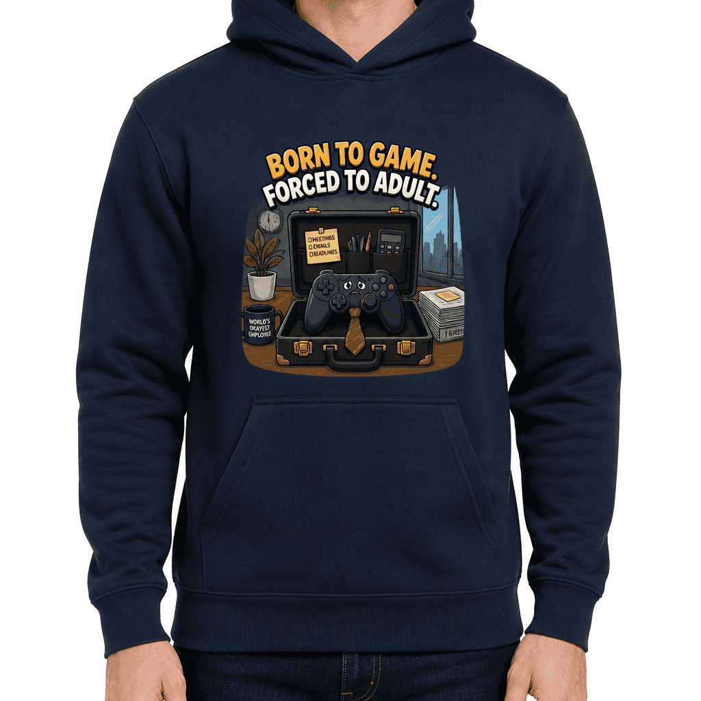 Funny Gamer Hoodie - Born to game. Forced to adult.