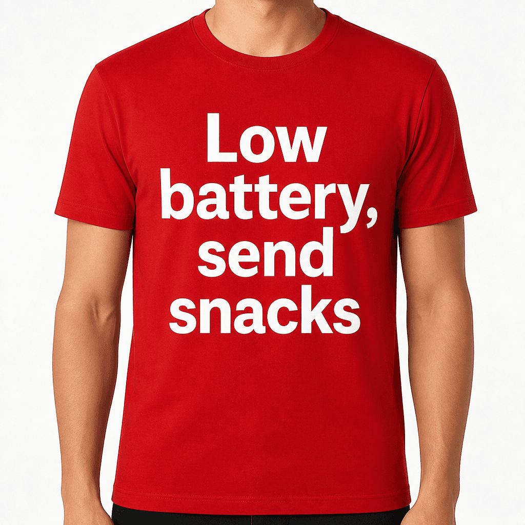 Low Battery, Send Snacks T-Shirt