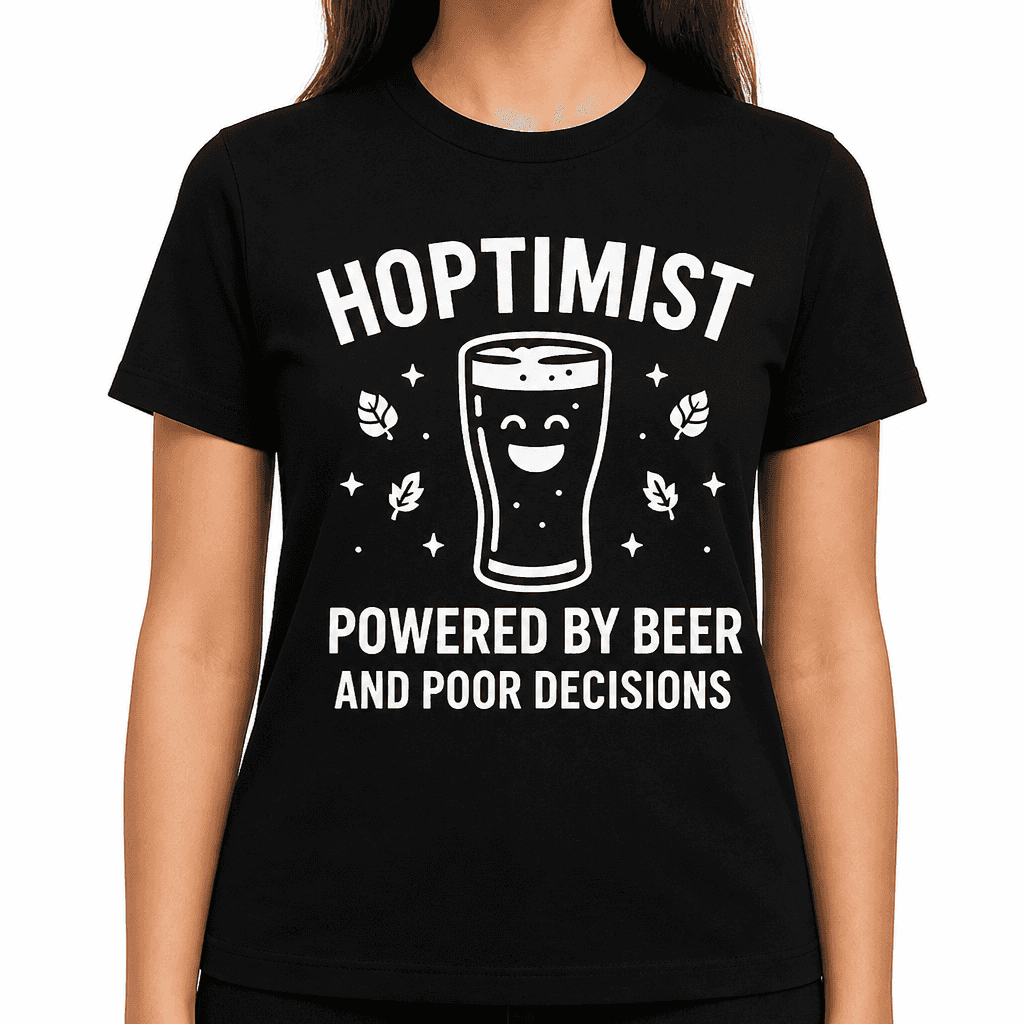 Hoptimist: Powered by Beer and Poor Decisions T-Shirt