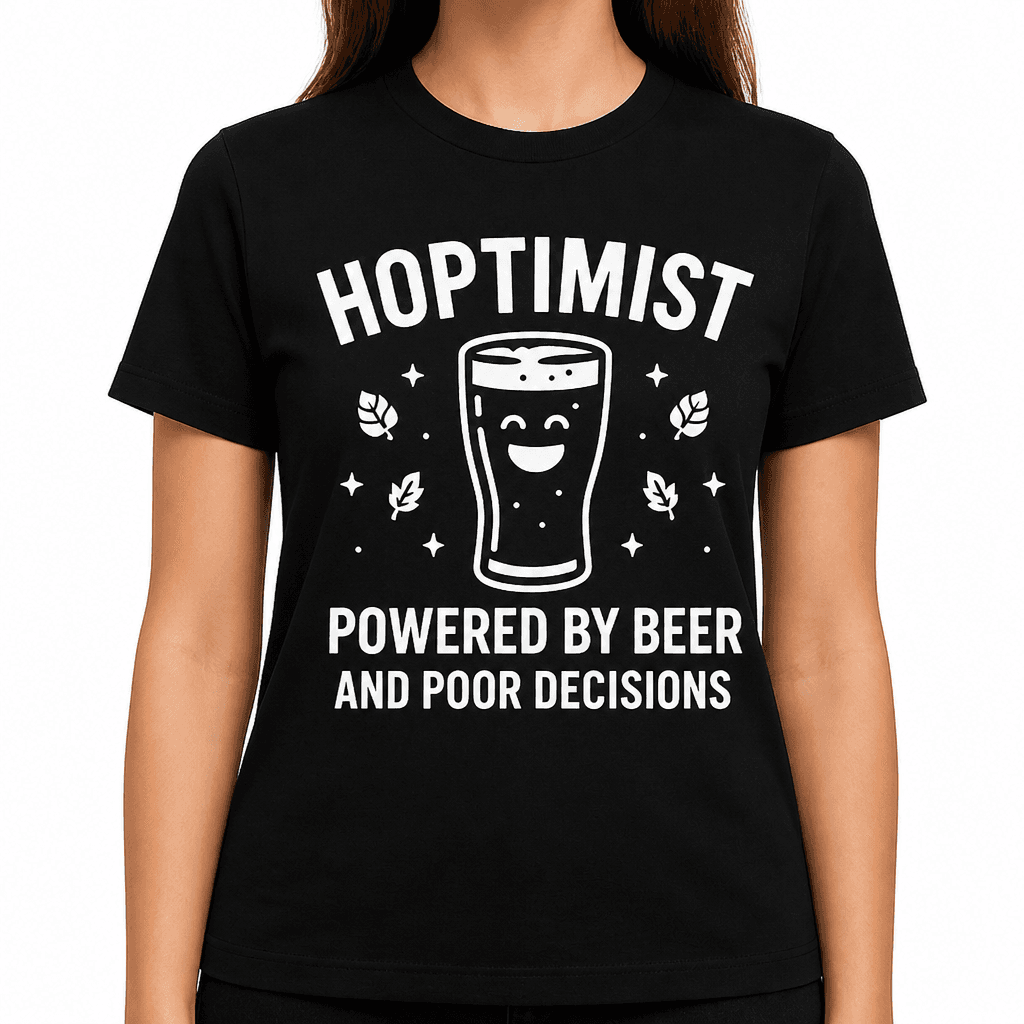 Hoptimist: Powered by Beer and Poor Decisions T-Shirt
