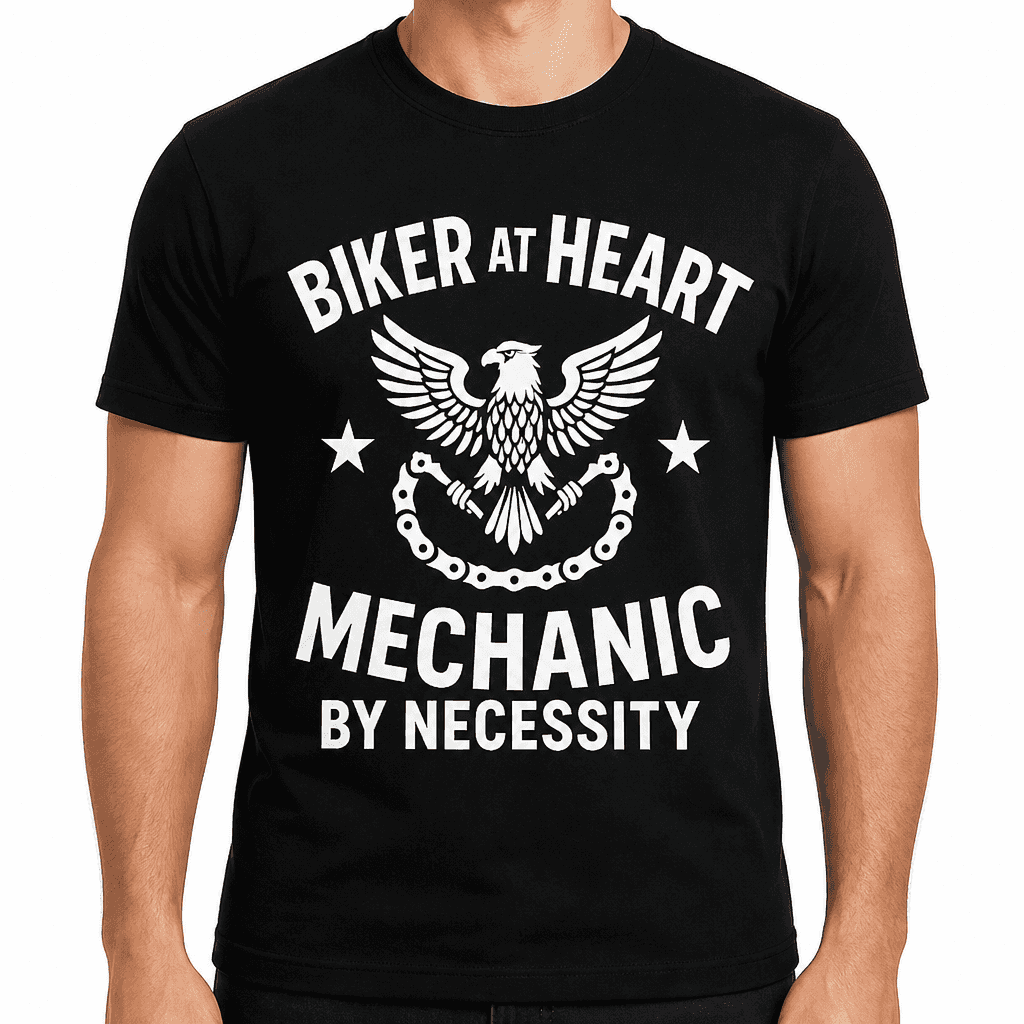 Biker at Heart Mechanic by Necessity T-Shirt