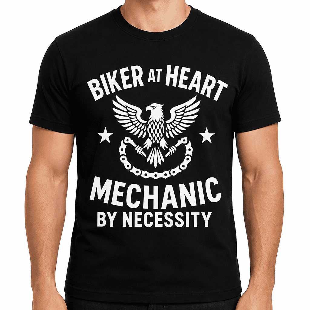Biker at Heart Mechanic by Necessity T-Shirt