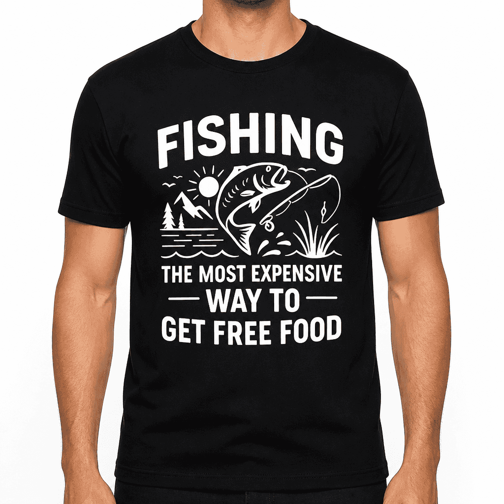 Fishing: The Most Expensive Way to Get Free Food T-Shirt