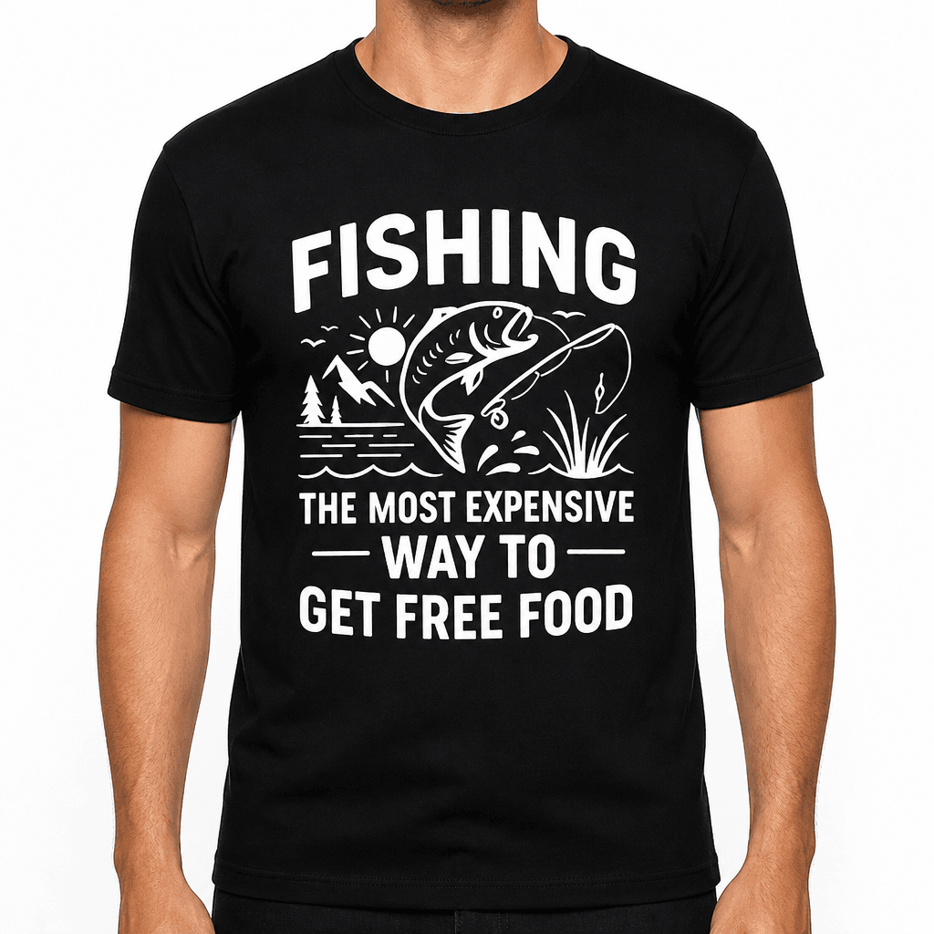 Fishing: The Most Expensive Way to Get Free Food T-Shirt