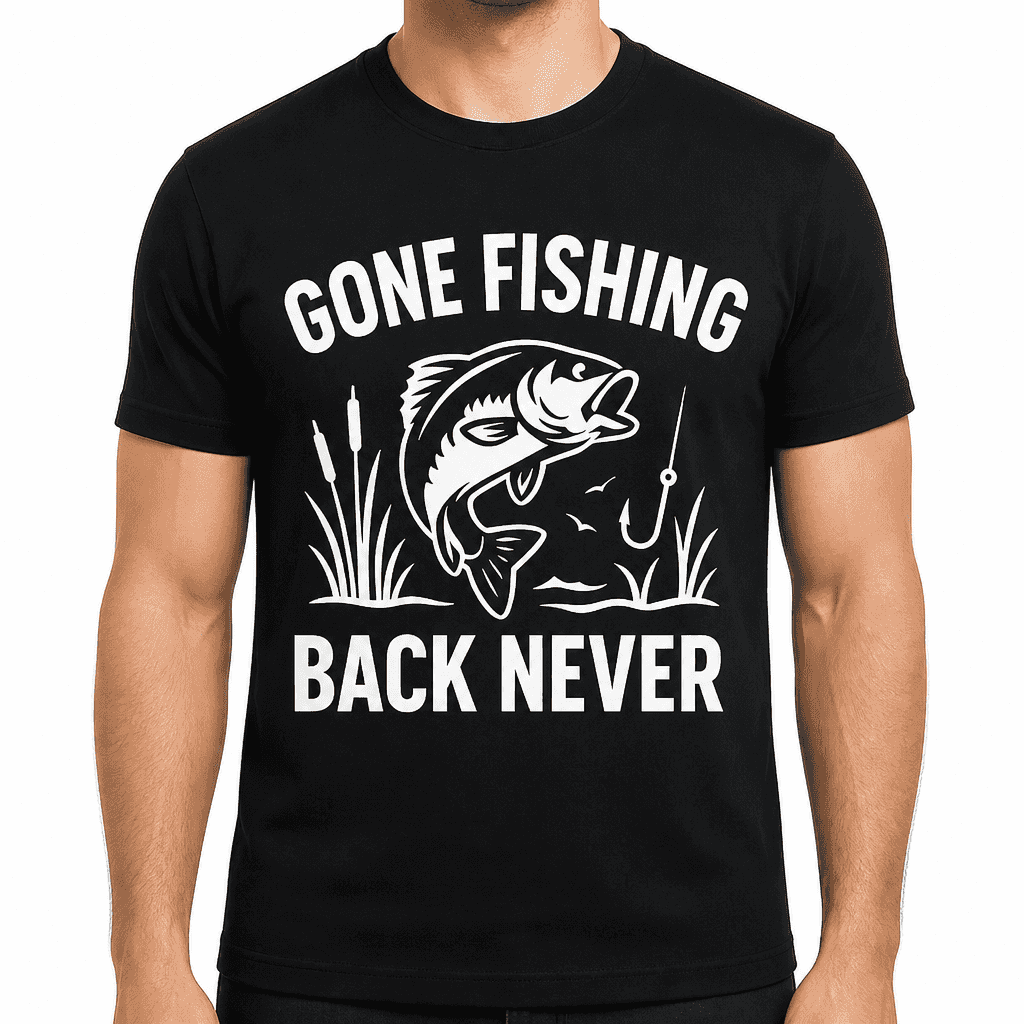 Gone Fishing Back Never T-Shirt