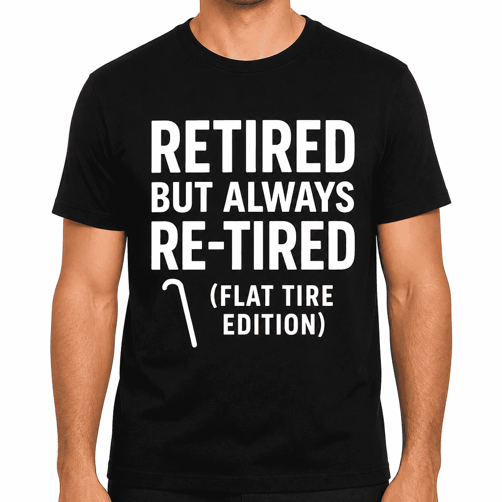 Retired but Always Re-Tired (Flat Tire Edition) T-Shirt