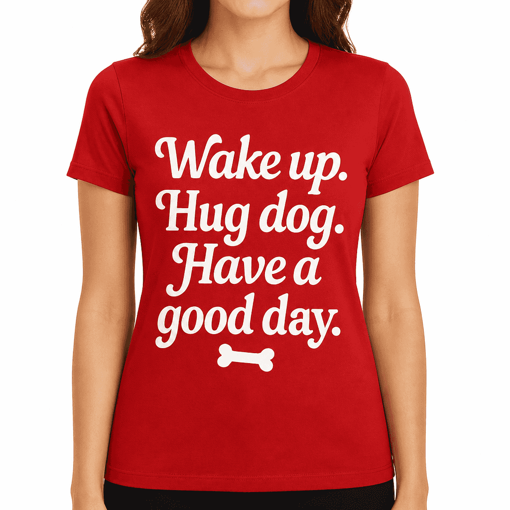 Wake Up. Hug Dog. Have a Good Day. T-Shirt