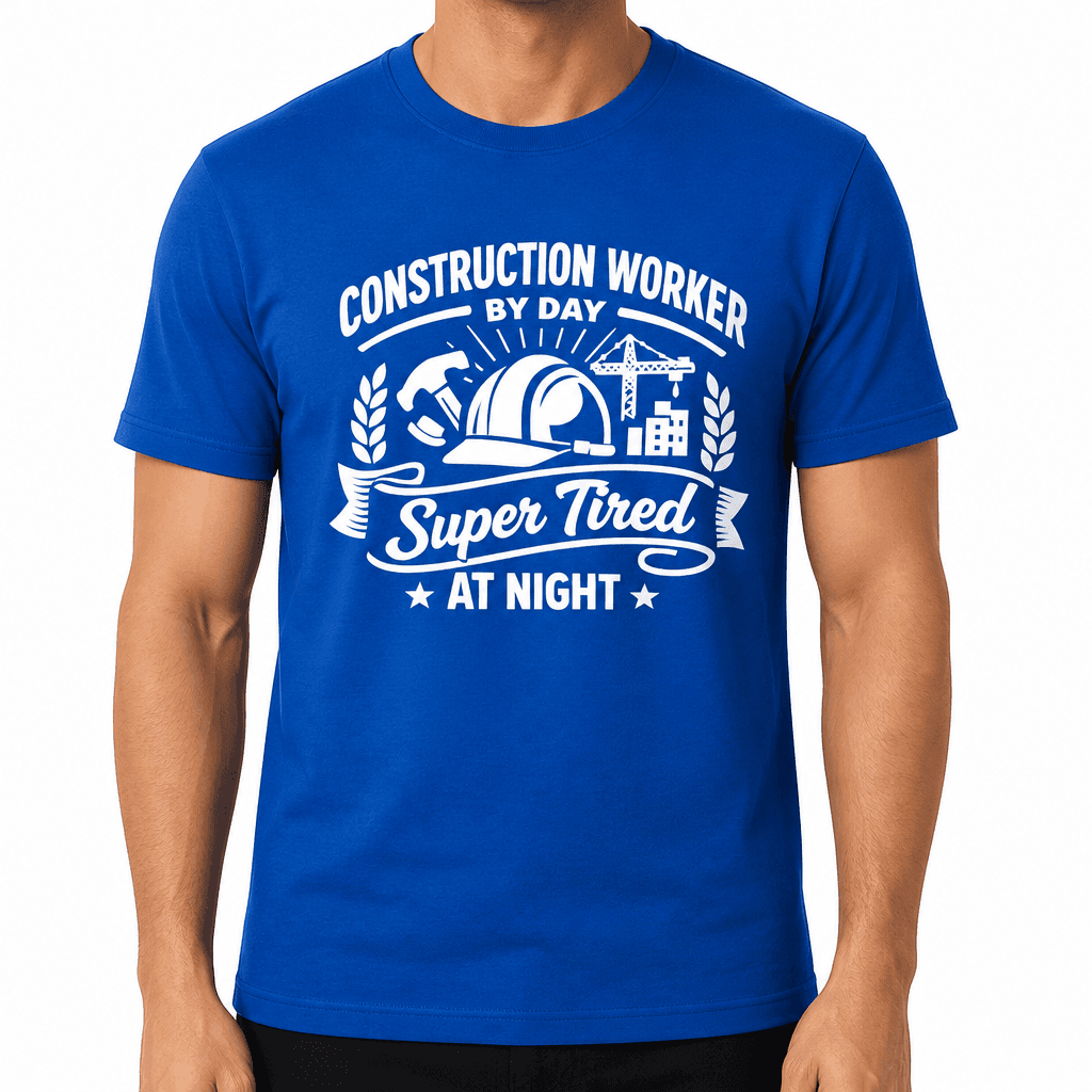 Funny T-Shirt for Construction Workers – Construction Worker By Day Super Tired At Night