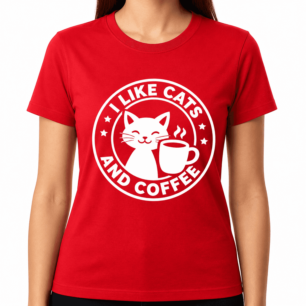 Funny T-Shirt for Cat Lovers – I Like Cats And Coffee