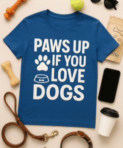 Cute dog lover T-shirt with paw print and bone graphic, perfect for pet enthusiasts.