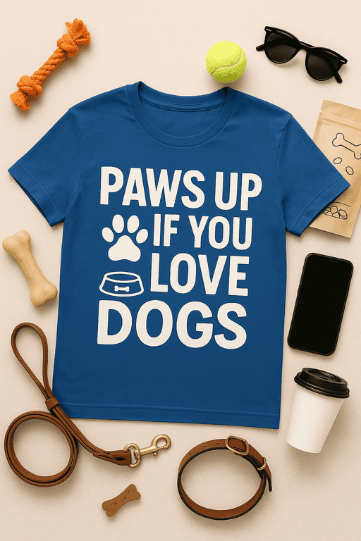 Cute dog lover T-shirt with paw print and bone graphic, perfect for pet enthusiasts.