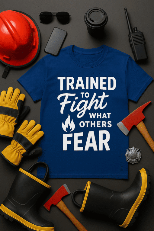 1. Motivational firefighter T-shirt with inspiring quote about courage and bravery.