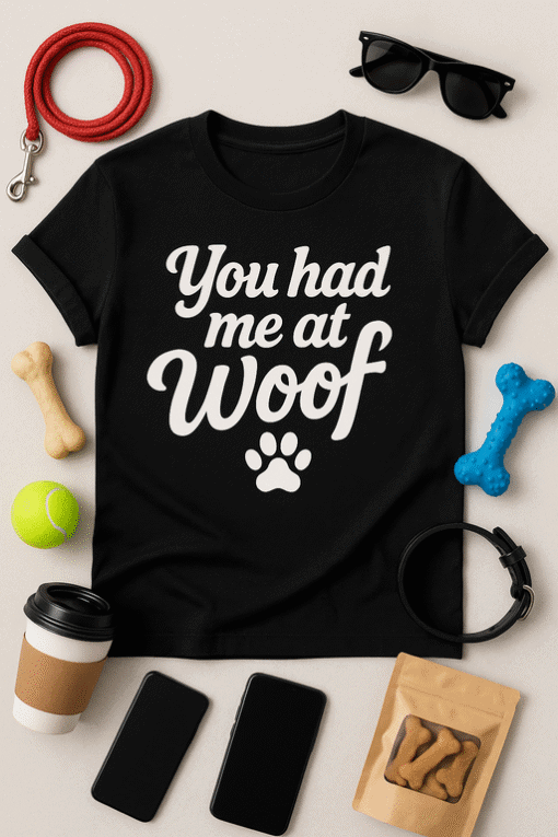 Cute dog-themed graphic tee for dog lovers and pet owners.