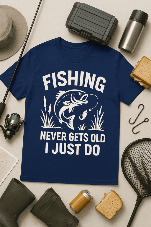 Fishing T-shirt with humorous slogan for outdoor and fishing enthusiasts. Perfect for casual wear and fishing trips.