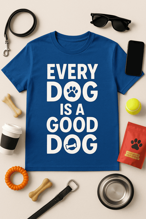 1. Dog-themed T-shirt with paw print and bone graphic, casual wear for dog lovers.