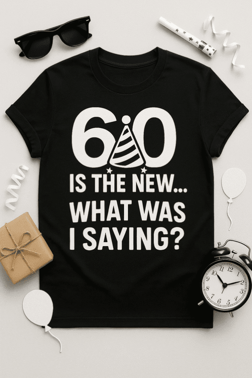 60th birthday party shirt with humorous text, perfect for milestone celebrations and gifts.