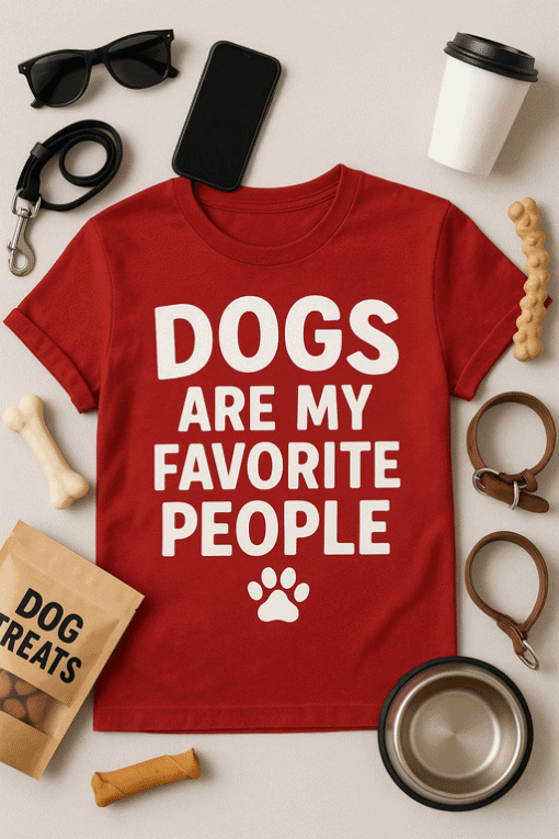 Dog-themed graphic T-shirt for dog lovers, comfortable casual wear, perfect gift for pet owners.
