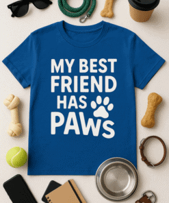 My Best Friend Has Paws T-shirt, dog lover gift, pet owner apparel, cute animal shirt, dog-themed clothing.