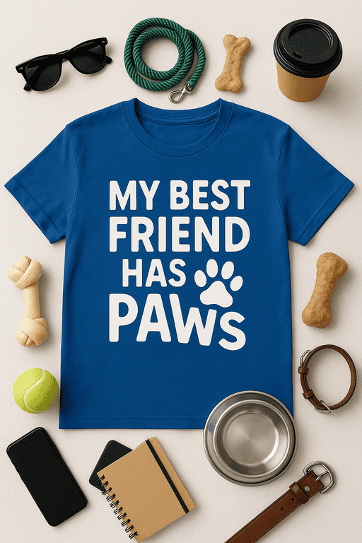 My Best Friend Has Paws T-shirt, dog lover gift, pet owner apparel, cute animal shirt, dog-themed clothing.