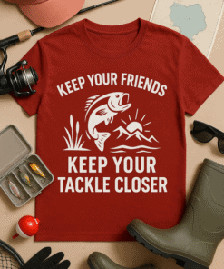 1. Keep your friends close, fish and tackle tee shirt for fishing enthusiasts and anglers.