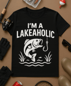 Fish lake fishing lakeaholic fishing shirt for anglers and lake lovers.