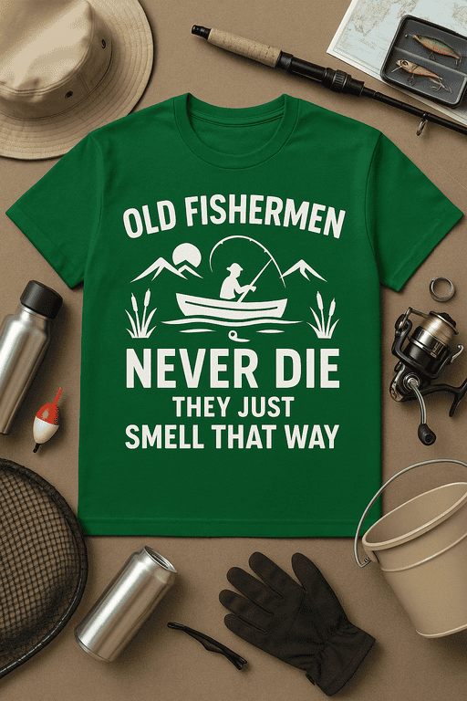 Old Fisherman Never Die Marine T-shirt, Funny Boat Fishing Gift for Anglers.