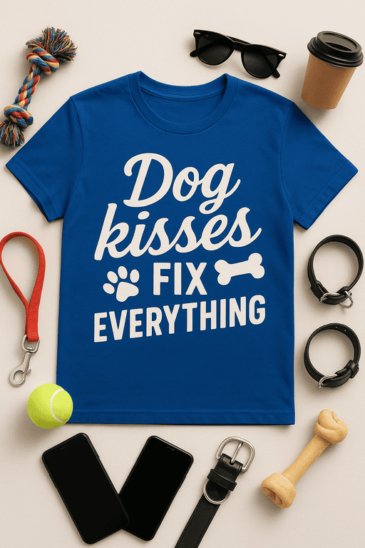 Dog Kisses Fix Everything T-Shirt, Fun Pet Lover Tee for Dog Owners and Fans.