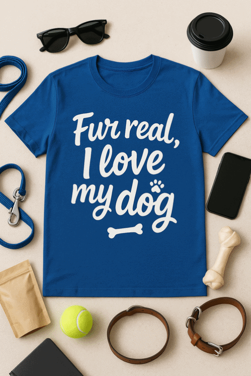 Dog lover t-shirt with paw print and bone graphic for pet enthusiasts.