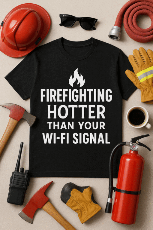 Firefighting firefighter fire alarm safety gear T-shirt for firemen and firefighters.