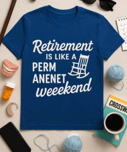 Relaxed fit retirement T-shirt with humorous quote about weekend relaxation, perfect for casual wear.