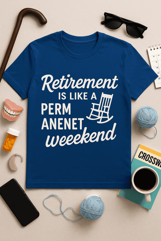 Relaxed fit retirement T-shirt with humorous quote about weekend relaxation, perfect for casual wear.
