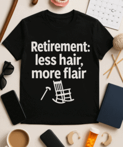 Relaxation-themed t-shirt with retirement humor and minimal graphic elements for casual wear.