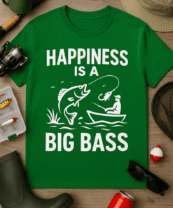 Big bass fishing shirt for outdoor anglers, perfect for fishing trips and casual wear.