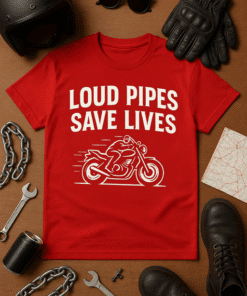 Loud Pipes Save Lives motorcycle t-shirt, biker gift, loud exhaust enthusiast tee, motorcycle humor shirt, biker apparel.