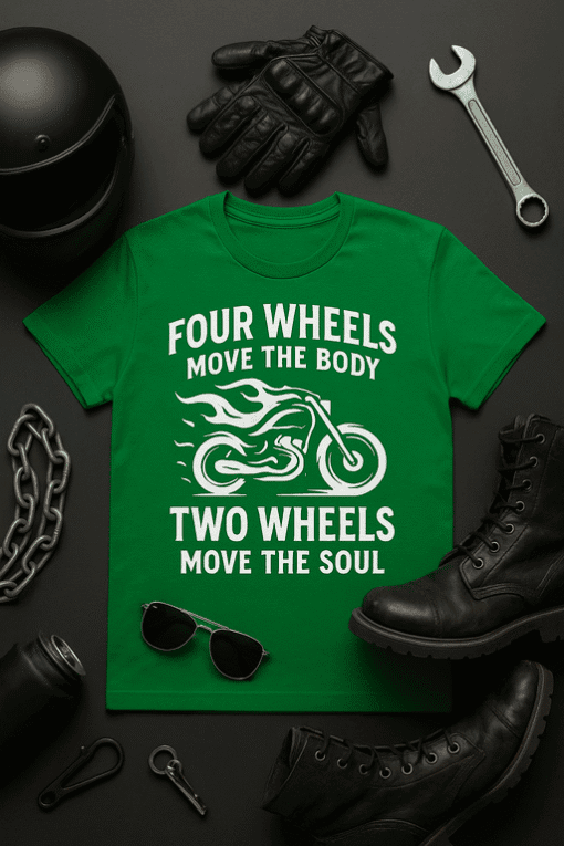 1. Motorcycle t-shirt with bike quote and graphic, perfect for biking enthusiasts and bikers.
